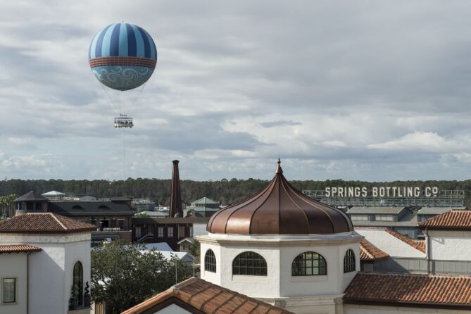 Characters in Flight Balloon Soars Above Disney Springs