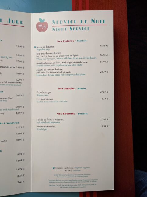 Roomservice nachtmenu