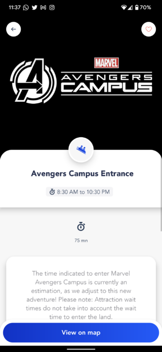 Disneyland Parijs - Avengers Campus - Wachttijd Land Info